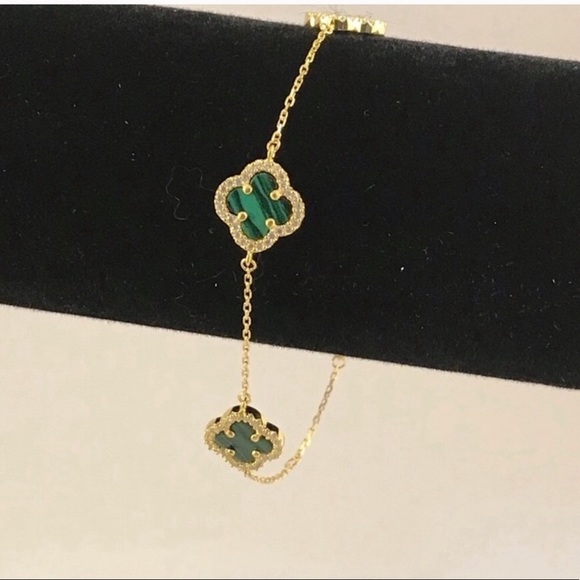 Malachite Clover Bracelet - Picture 4 of 13